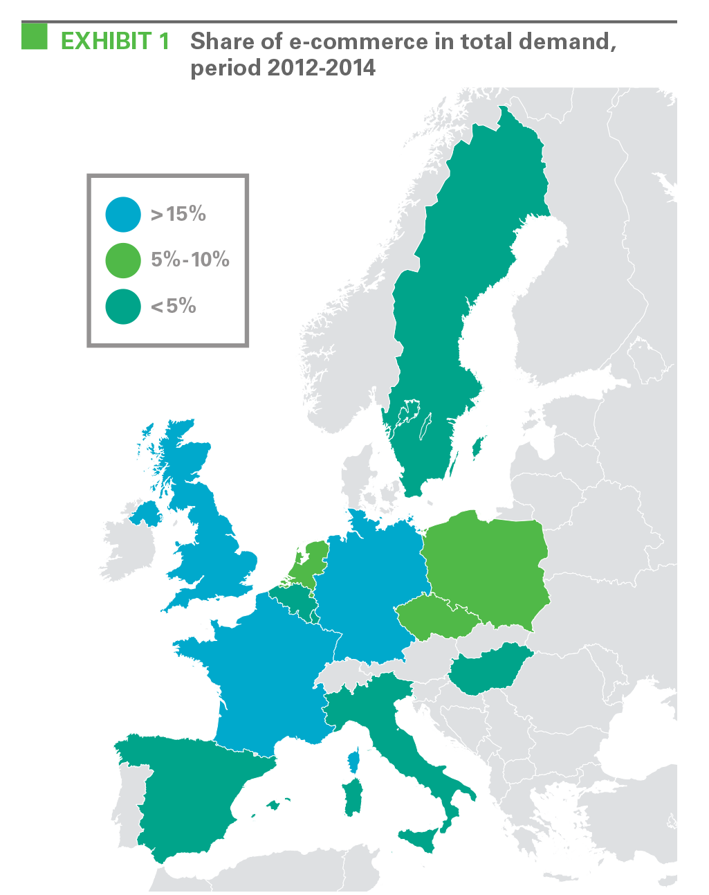 EXHIBIT 1 Share of e-commerce in total demand, period 2012-2014