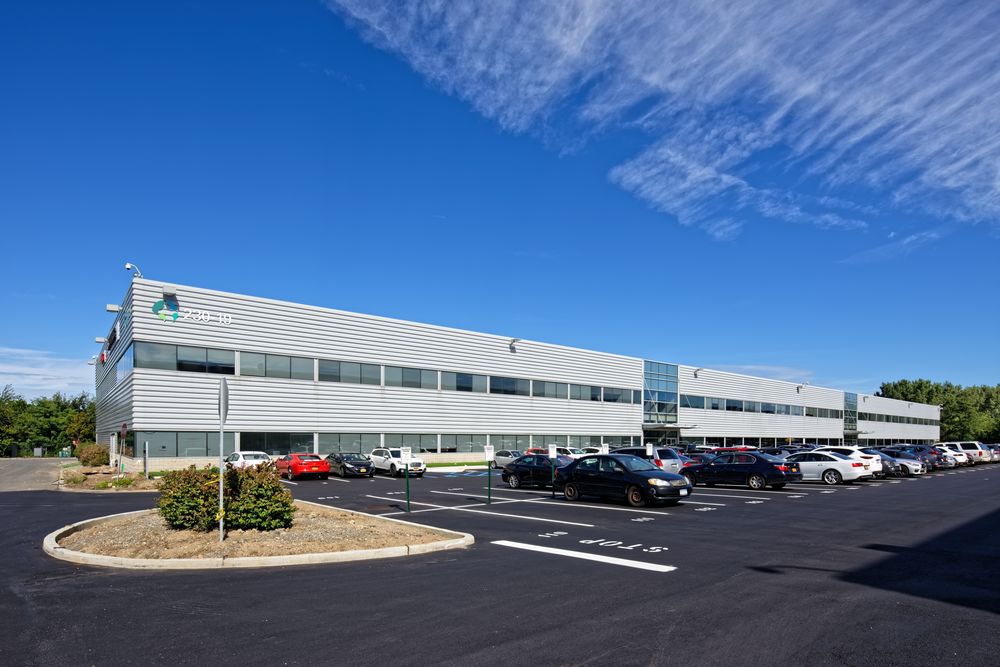 An exterior shot of the building and parking lot at Prologis JFK Logistics Center