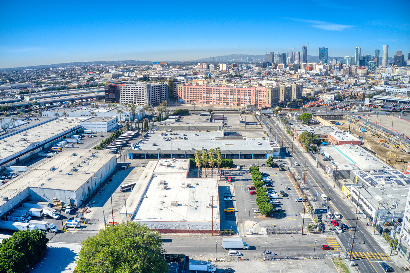 Aerial image of Alameda Crossing in downtown Los Angeles
