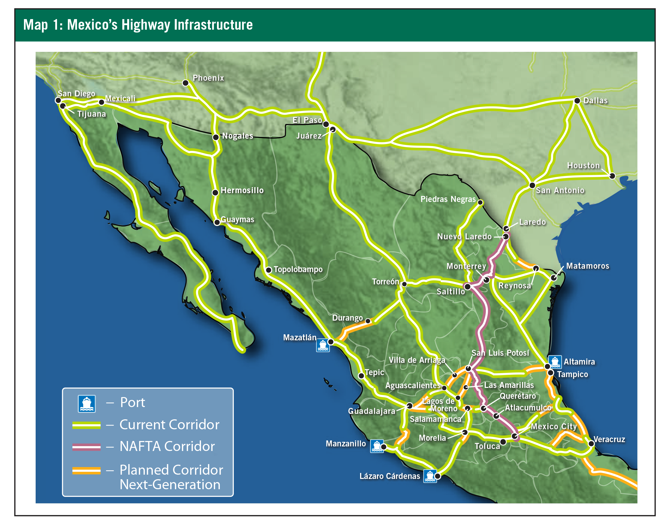 Research - Mexico's Evolving Network of Modern Interstate Roadways map 1