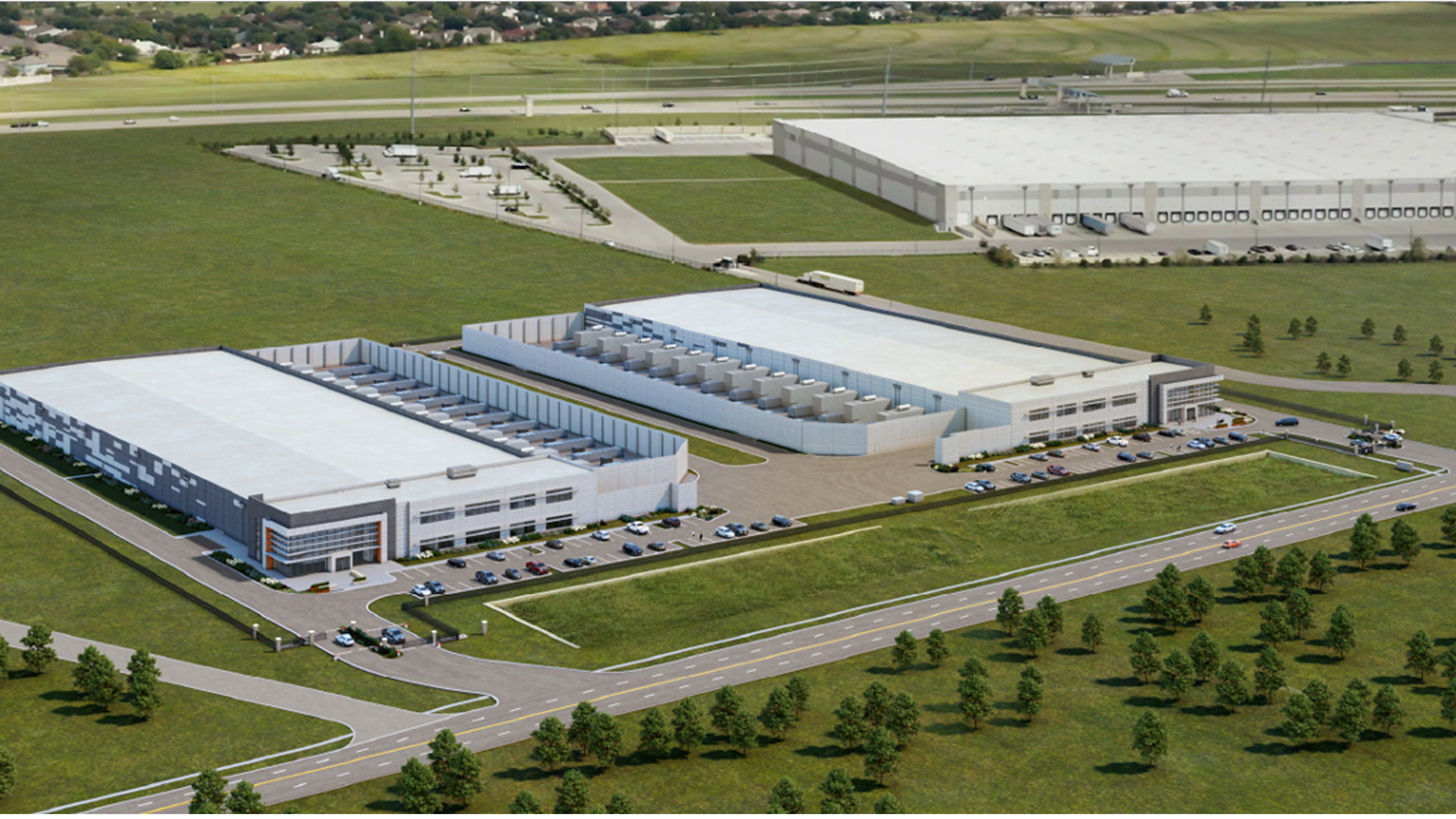Aerial view of a data center