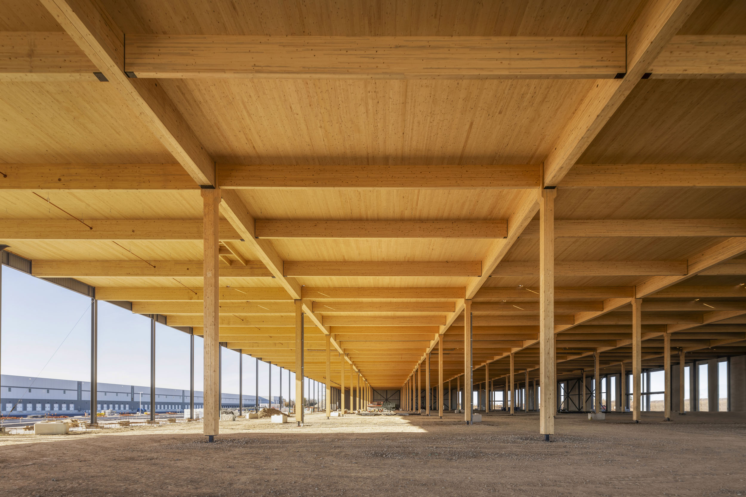 View of mass timber construction 