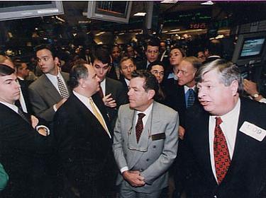Prologis Timeline - 1997 Members of Prologis management on the crowded floor of the stock exchange