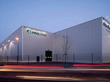 Prologis Timeline - 2012 photo of a Prologis building in Europe at dusk