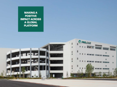 An exterior photo of a multistory Prologis building with the report title written on top