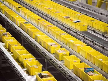 Amazon serves customers from a fulfillment center at Prologis International Park of Commerce in Tracy, CA.