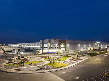 External night view of build-to-suit Prologis Park Grande in Mexico