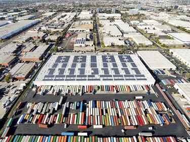 Aerial view of storage containers at Prologis Torrance Distribution Center in California 