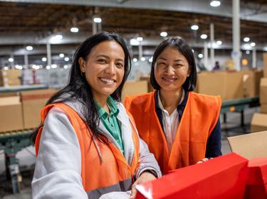 Warehouse workers in Torrance, California