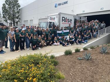 A large group of people volunteering