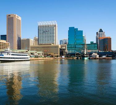 Waterfront view of downtown Baltimore, Maryland