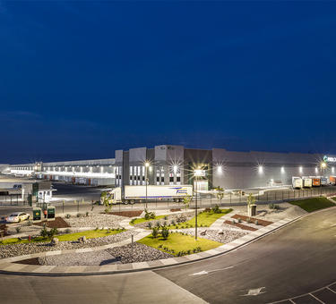 External night view of build-to-suit Prologis Park Grande in Mexico