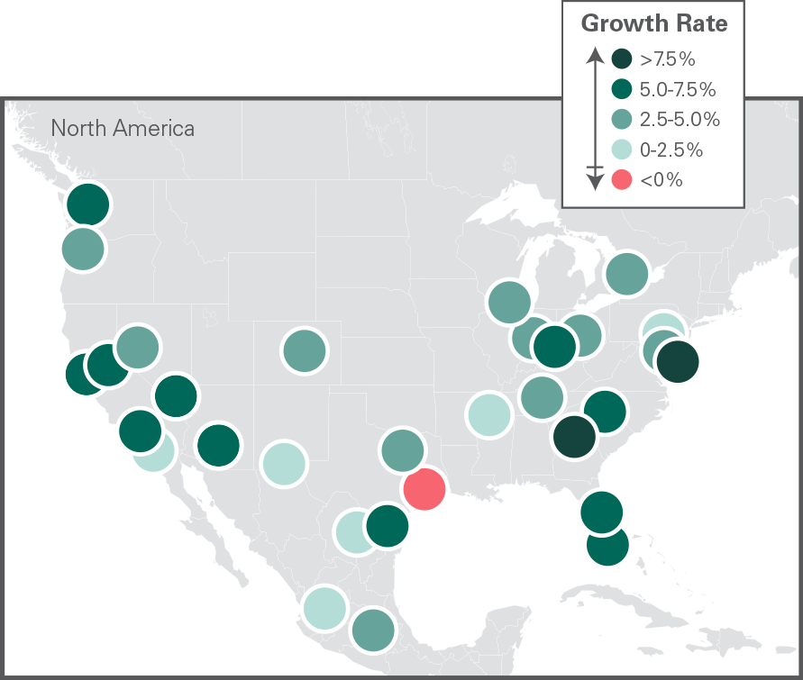 Research - The Prologis Logistics Rent Index - March 2017 united states North America Growth Rate