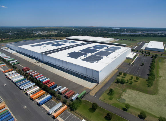 Sky view image of Burlington warehouse 